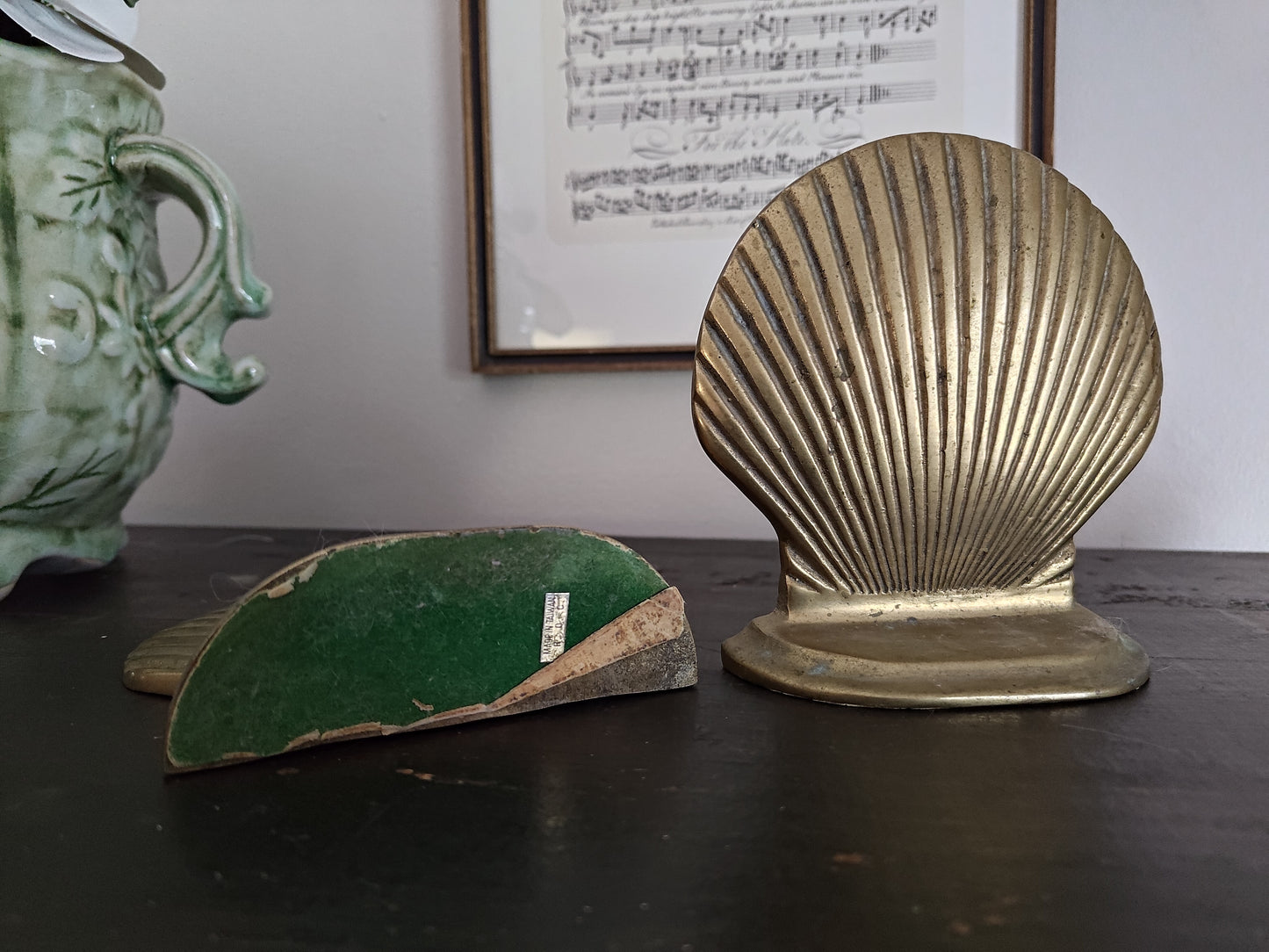 Vintage Brass Sea Shell Bookends