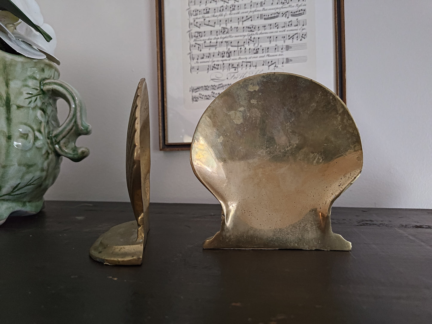 Vintage Brass Sea Shell Bookends