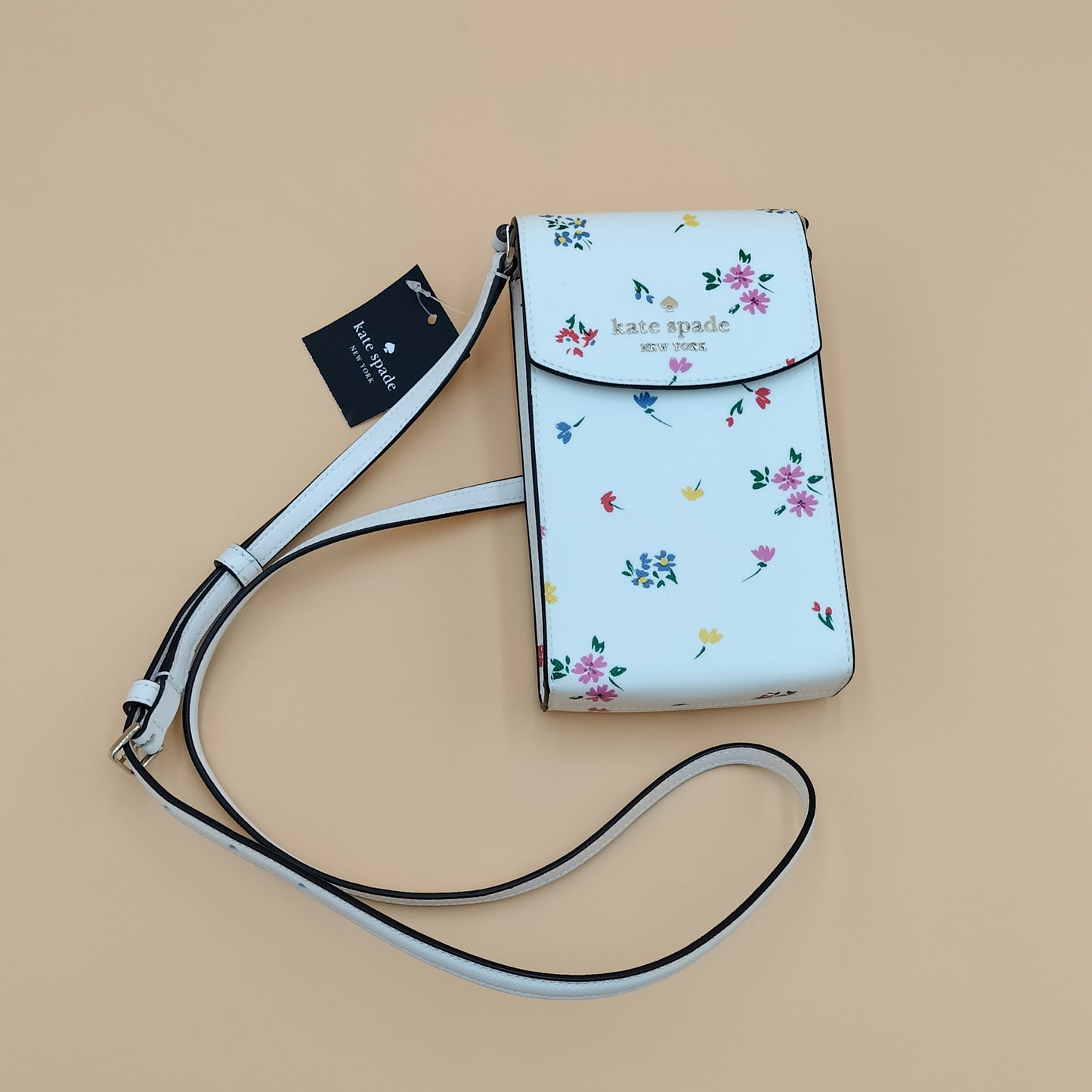 Kate Spade "Garden Floral Bouquet" North South Flap Phone Crossbody Purse